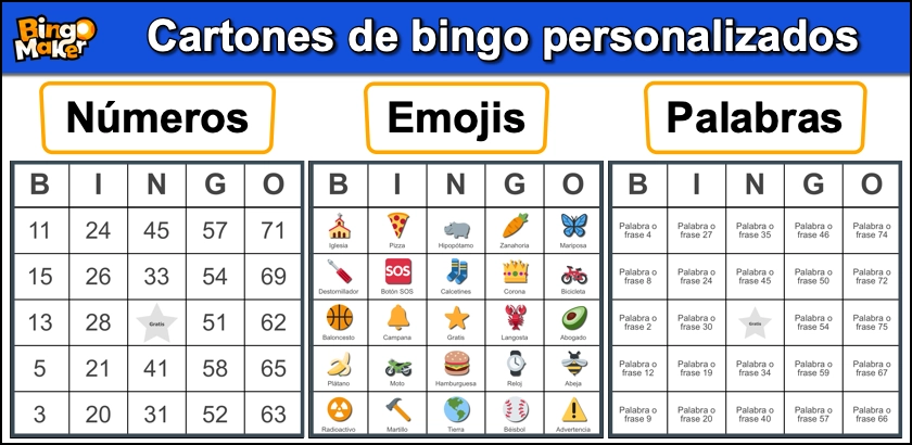Cartones de bingo digitales en español