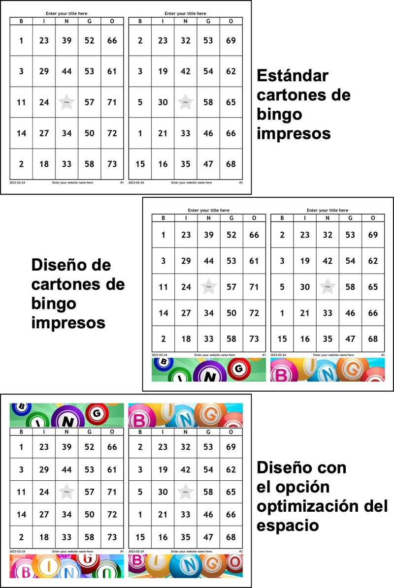 Diseños de cartones de bingo